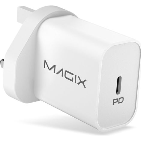 Chargeur 20W PD Power Delivery 3.0, AC 100-240V à DC 5V 9V 12V (pour iPhone 15/15 Plus/15 Pro, 14/13/12-Mini/Pro/Pro Max/SE, AirPods Pro, iPad Pro, Galaxy)(Blanc)(Prise UK) (1/5)