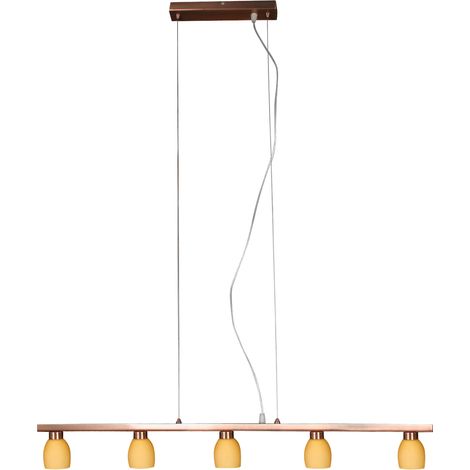 Suspension loft cuivre, globes jaunes 5xG9 40W Dakota