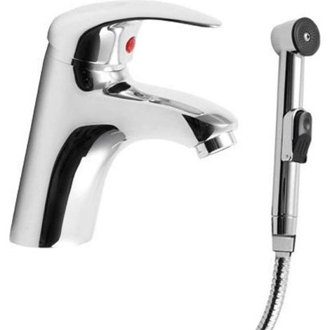 Sapho Grifería - Grifo de lavabo de repisa con ducha de mano de bidé, cromo 1209-05