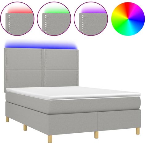 Maison Exclusive - Cama box spring colchón y luces LED tela gris