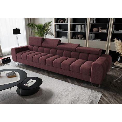 Big Sofa Sofa 4-Sitzer BASTIEN Megasofa in Stoff Aragaon Bordeaux