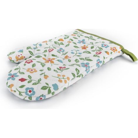 Paar Ofenhandschuhe mit Blumenmuster, hitzebeständige Küchenhandschuhe aus Baumwolle, Schutz für Backofen, Backen und Grillen (1/5)