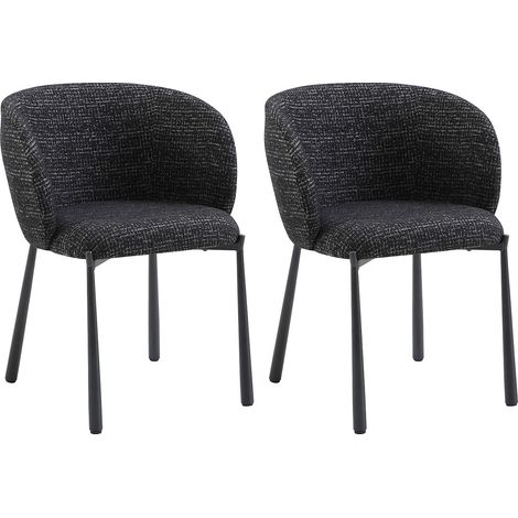 Sedia in tessuto tweed e metallo - Nero -  Lotto di 2 - SIJOLA