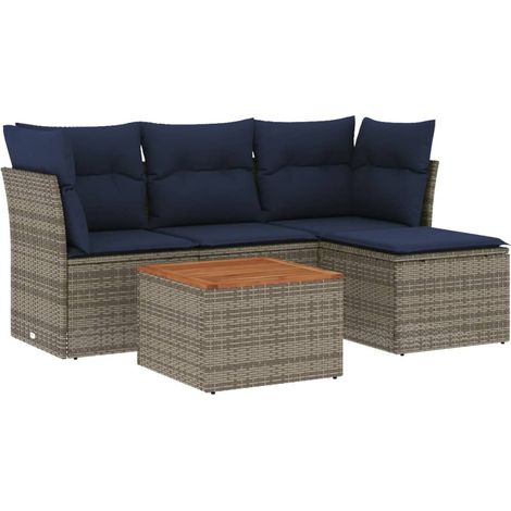 Maison Exclusive - 5-teiliges Gartensofa-Set mit Kissen, grau, Po