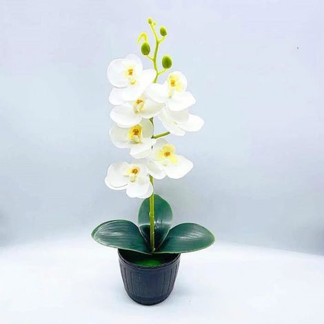 Orchidée Artificielle - Pot 41 cm - Blanc - Décoration Intérieure Extérieure - 1 Pièce (1/2)