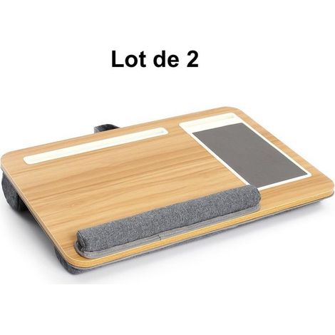 Lot de 2 Plateaux pour Ordinateur Portable en Bois avec Coussin : Confort et Polyvalence pour le Travail et le Divertissement (1/5)