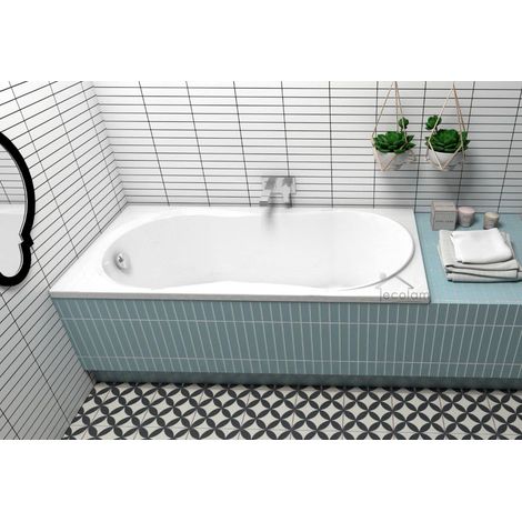 ECOLAM Baignoire rectangle acrylique Gracja Polimat 180x80 cm pieds, siphon et silicone, Baignoire en acrylique blanc (1/5)