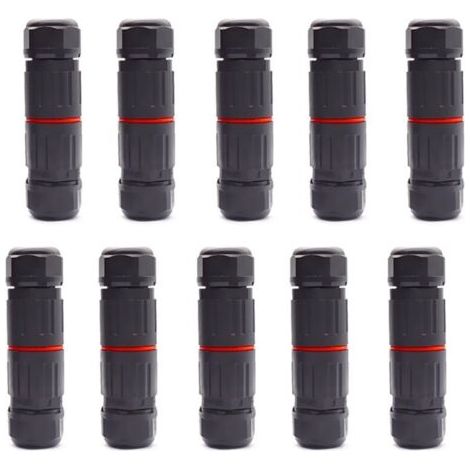 10 PCS IP68 Etanche Connecteur de Câble Electrique, Femelle 3 Broches Connecteurs Etanches Prise de Courant Extérieure Raccord de Connecteur Fil Etanche (1/4)