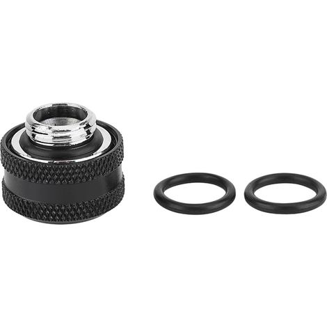 Lot de 4 raccords à compression pour refroidissement liquide, compatibles avec les tubes rigides en acrylique de diamètre extérieur 16 mm (noir). (1/5)