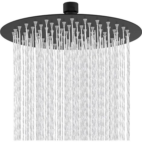 10 pouces rond fixe pommeau de douche 304 acier inoxydable Noir 180 ° rotatif haute pression forte pulvérisation salle de bains pommeau de douche (1/5)