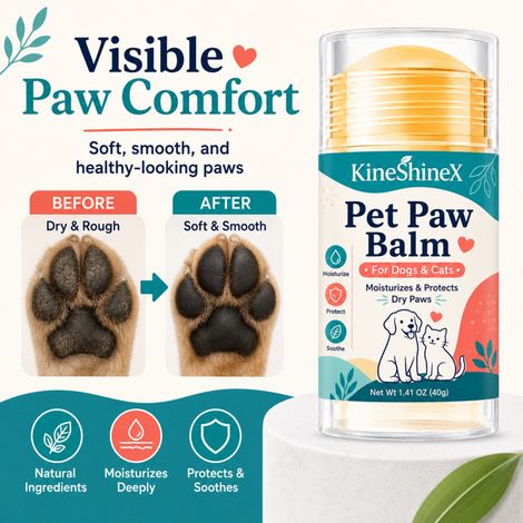 KineShineX Pet Paw Pad Moisturizing Cream 40g, Cat and Dog Paw Care Stick, Moisturizes Rough and Dry Paws (1/4)