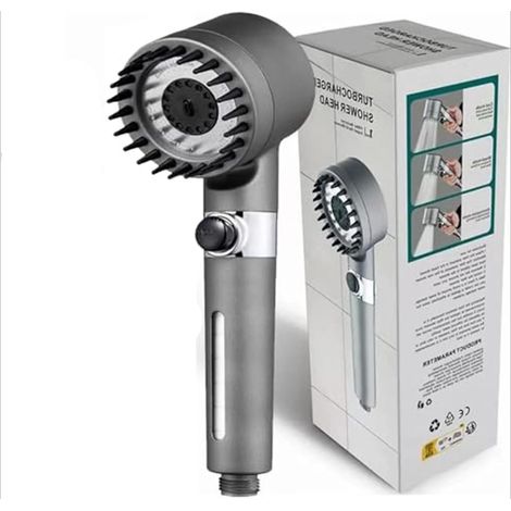 (1 pièce) Nouveau robinet de douche à main Ion Drop avec filtre intégré et turbocompresseur à jets multiples. (1/5)
