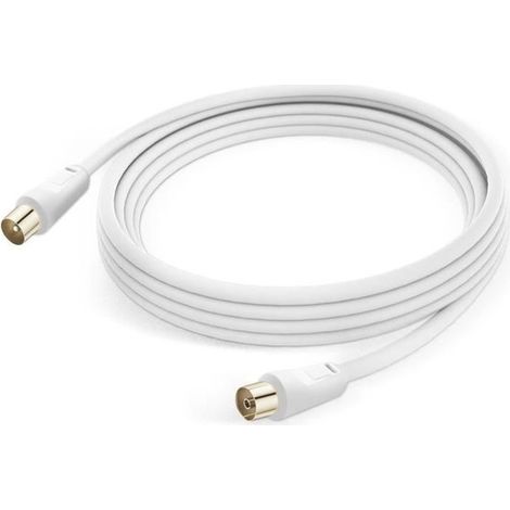 Câble Antenne TV - LinQ - Mâle Femelle - 3m - Coaxial 9.5mm - PVC Blanc