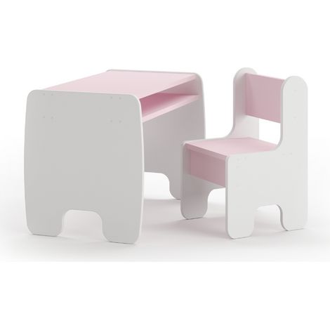 Set bambini TIMI tavolino e seggiolina bianco/rosa (1/4)
