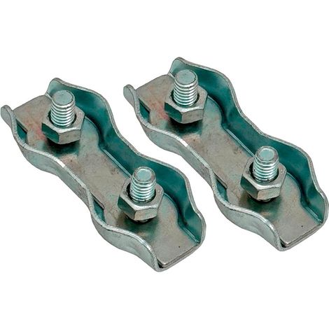 Serre-câble double plat sjt02, 4 mm, galvanisé, blister de 2