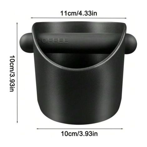 QORVA-Boîte de robinet noire, récipient à marc de café avec tige de robinet amovible + tampon de pression rond en silicone expresso de 6 cm, adapté à la cuisine, au restaurant, au café, au bureau.