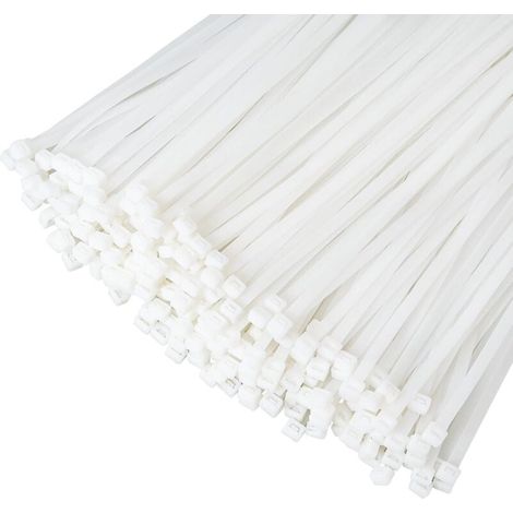 Colliers de serrage multi-usages, colliers en nylon, colliers de serrage autobloquants, blancs, 200 x 3,6 mm (100 pièces) (1/4)