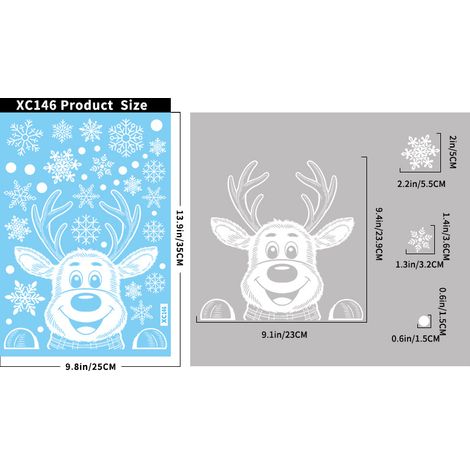 Autocollants de Noël, autocollants blancs pour portes vitrées avec le Père Noël, autocollants statiques flocons de neige et bonhommes de neige, décorations d'hiver pour fenêtres.