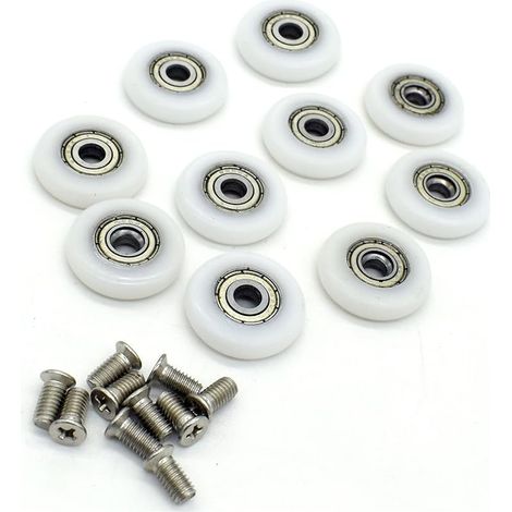 - Lot de 10 roulettes de rechange pour porte de douche - Diamètre : 22 mm