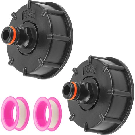 2pcs Adaptateur de réservoir Eau IBC,3/4" Connecteur IBC Robinet de Jardin d'eau Butt Pièces de raccord de Tuyau de réservoir de Stockage d'eau (1/5)