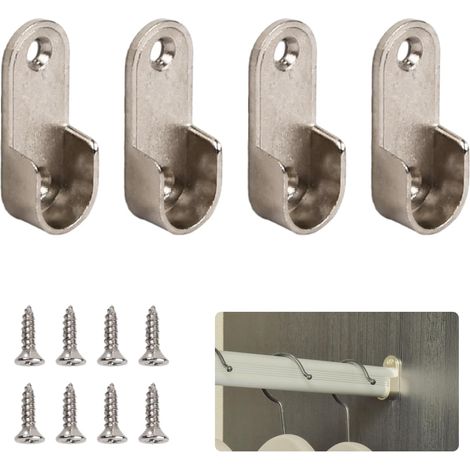 4 Pièces Support de Rail, Tube 16 mm, Alliage de Zinc, Fixation Murale, Armoire Salle de Bain