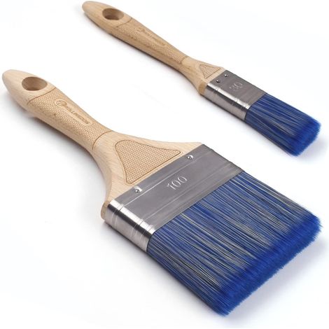 Lot de 5 grands pinceaux de peinture avec manche ergonomique en bois, grands et petits, doux et plats pour peindre mur, plafond, clôture, meubles et décoration (2,3 cm et 10,2 cm) (1/5)