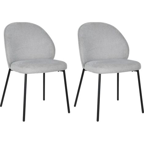 Lot de 2 chaises en tissu gris pieds minimalistes métal noir - BLAIR (1/5)