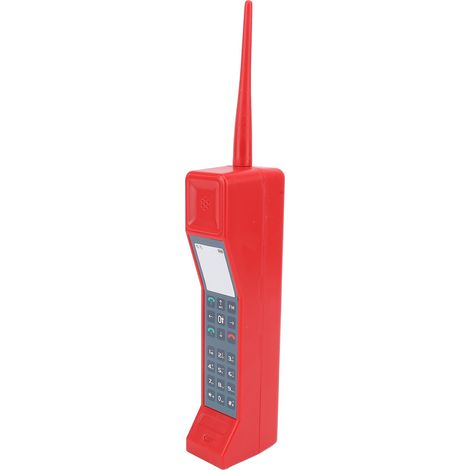 Modèle de téléphone portable rétro, ornement de téléphone portable style industriel vintage en forme de brique, rouge, pour bureau ou étude. (1/5)