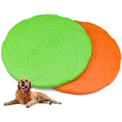 2 Stück Frisbee-Hundespielzeug, 18 cm / 7 Zoll, strapazierfähige Gummiwurfscheibe, Outdoor-Hundetraining (Grün)
