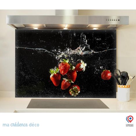 Fond de hotte : Bain de fraises - Verre trempé - 90 cm - 60 cm (1/5)