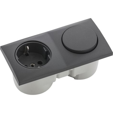 Berker Integro Flow Steckdose mit Schalter - Einbausteckdose mit integriertem Schalter, anthrazit
