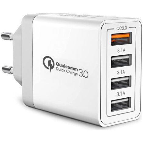 Chargeur USB, 40 W plusieurs prises USB, bloc de chargeur rapide à 4 ports Samsung QC3.0 adaptateur de chargeur USB pour iPhone 15 14 13 12 11 8 XR Samsung S24 Ultra S23 S22 S21 iPad Xiaomi Huawei Goo (1/4)