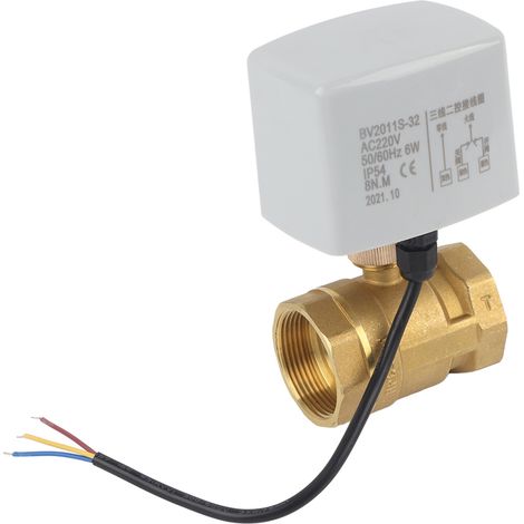 Vanne motorisée en laiton AC 220V DN40 1-1/2", 2 voies, 3 fils pour automatisation industrielle