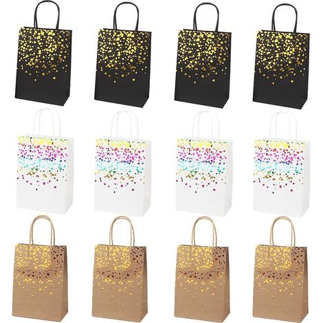 Set mit 12 Papiertüten, Geschenktüten, Gastgeschenktüten, Kraftpapiertüten, bronzefarbenen Kraftpapier-Geschenktüten, Kraftpapiertüten mit