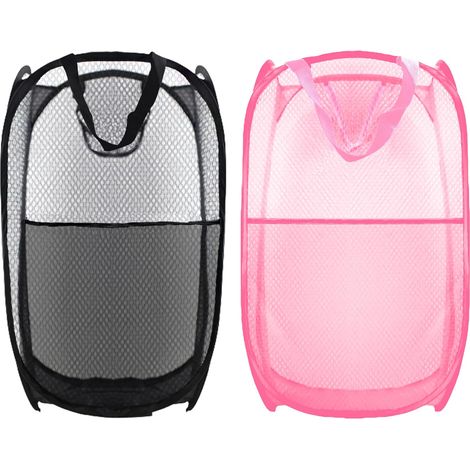 Panier À Linge Pliable - 28 x 16 x 16 Pouces - Maille Aérée - Pour Chambre À Coucher Ou Salle De Bain - 2 Pièces (1/5)