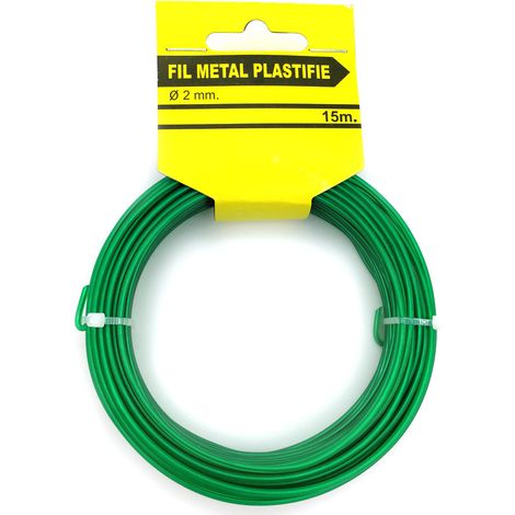 Cable de ligature recouvert de PVC, 15 mètres de long, vert tendre, adapted to domestic gardening and for fixation and protection of the plants. (1/4)