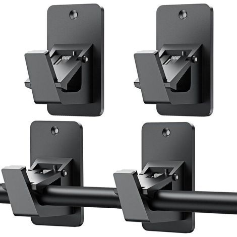 BUNTHAUS 4 Pièces Supports De De Tringle À Rideau, Support Tringle à Rideaux Auto-Adhésif Salle de Bains, Support Rod Rideaux sans Percage, pour Salle de Bain, Chambre, Salon, Cuisine(Noir)