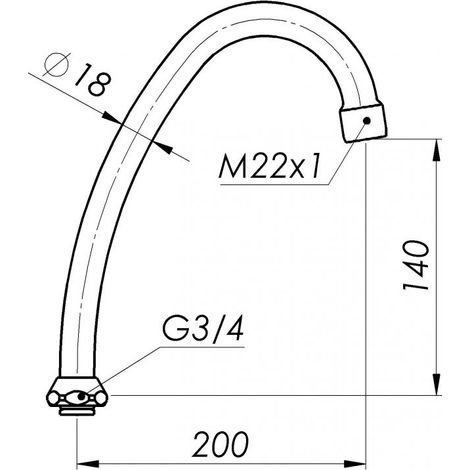 SCHMIEDL GS 11/200 P Hochgezogener Auslauf 18mm ohne Anschlag GS0011-200P