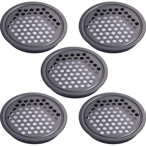 Grilles d'aération en acier inoxydable, grille d'aération ronde noire pour cuisine, salle de bain, placard (25 mm) (1/5)