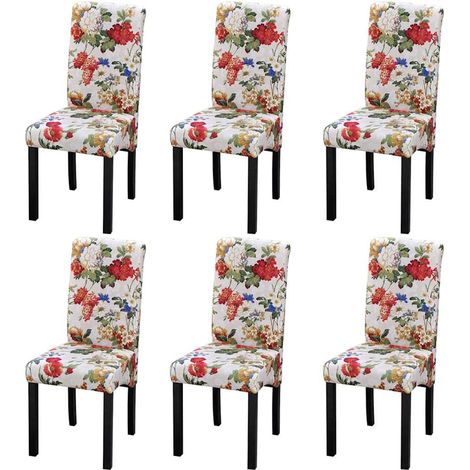 vidaXL Sillas de comedor 6 uds tela multicolor (1/4)