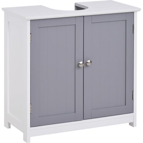 Finition peinte anti-humidité Rangement optimisé Meuble sous vasque salle de bain pour lavabo sur colonne 60x30x60 cm (1/5)