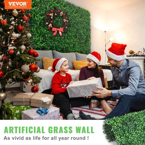 Panneaux de buis artificiels, lot de 12, tapis mural de haie de buis, 248 x 248 mm, mur de fond en gazon artificiel, écran de confidentialité contre UV pour clôture, jardin, intérieur, extérieur (1/5)