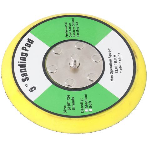 Plateau de ponçage PU 5 pouces pour ponceuse polisseuse, fixation auto-agrippante, filetage 5/16x24, 12000 tr/min, disque de polissage et lustrage (1/5)