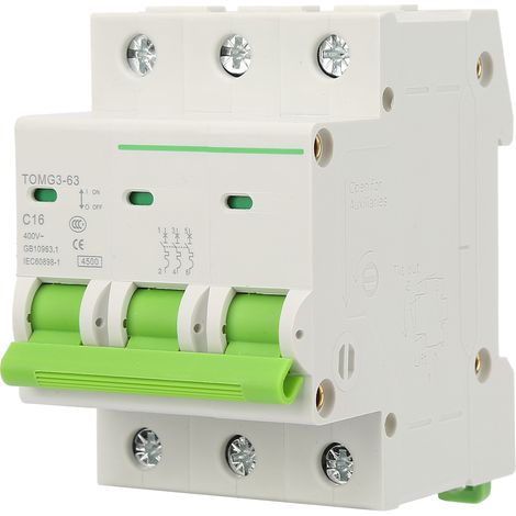 Disjoncteur modulaire TOMG3-63 3P C16 16A avec protection différentielle, interrupteur automatique 3 pôles, type C, 63A, pour tableau électrique (1/4)