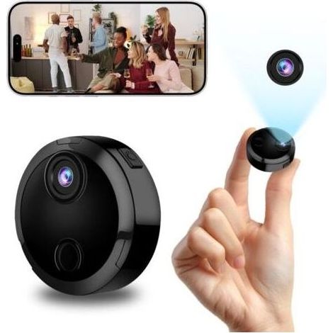 Mini Caméra de Surveillance WiFi 1080P Intérieur, Camera Intérieur et Extérieur sans Fil avec 2.4GHz WiFi, Vision Nocturne et Détection de Mouvement, pour Maison, Bureau et Voiture (1/5)