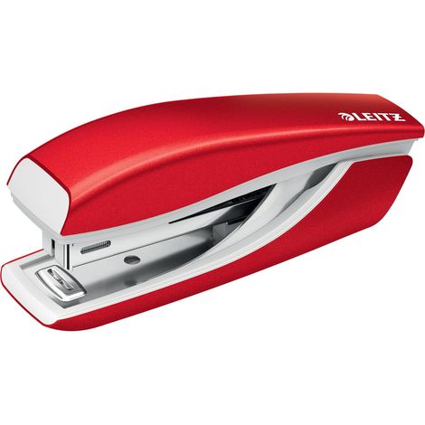 Mini agrafeuse métallique Rouge métallisé Capacité 10 feuilles Corps ergonomique en métal Comprend 1000 agrafes (1/5)