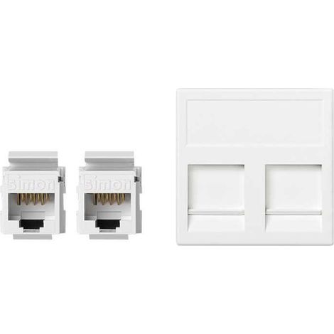 Placa K45 guardapolvo 2 RJ45 categoria 6 UTP blanco nieve SIMON KB96U/9