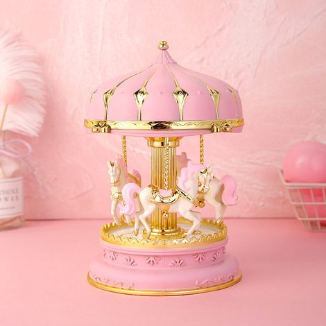 Boîte à musique carrousel avec lumière colorée, Figurines de chevaux musicaux Décorations maison Cadeau pour Noël, Saint-Valentin et Anniversaire Boîte à musique carrousel avec lumière colorée (1/4)