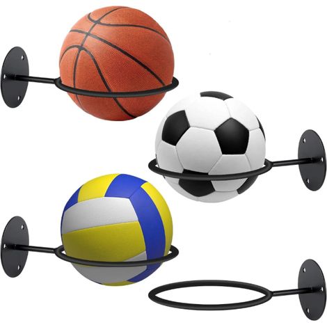 Support mural pour ballons, ensemble de 4 pièces, avec vis. Convient pour le basketball et le football. (1/5)