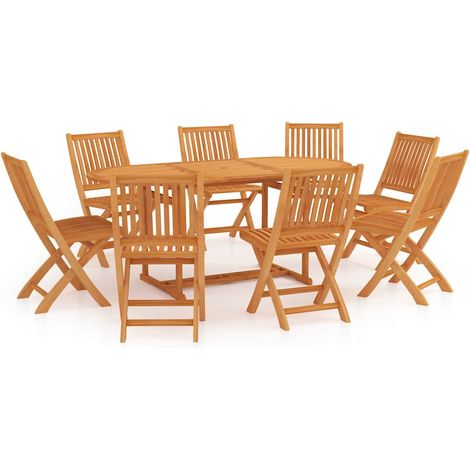 Ensemble à manger de jardin 9 pcs-Salon de jardin Bois de teck massif 935518 (1/5)